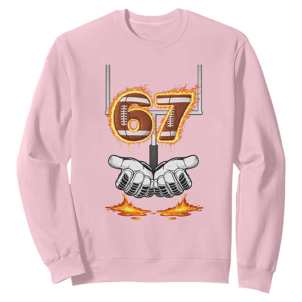 American Football Six Seven Meme Sweatshirt Fire Flame Drip TS12 Light Pink Print Your Wear