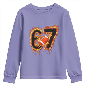Funny American Football Six Seven Youth Sweatshirt Fire Drip 67 Meme TS12 Violet Print Your Wear