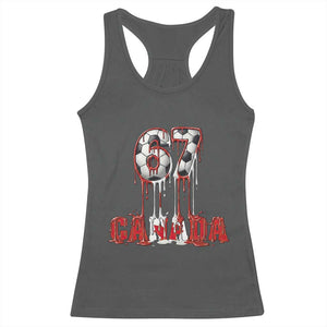 Funny Canada Soccer 67 Meme Racerback Tank Top Canadian Soccer Lovers TS12 Dark Heather Print Your Wear