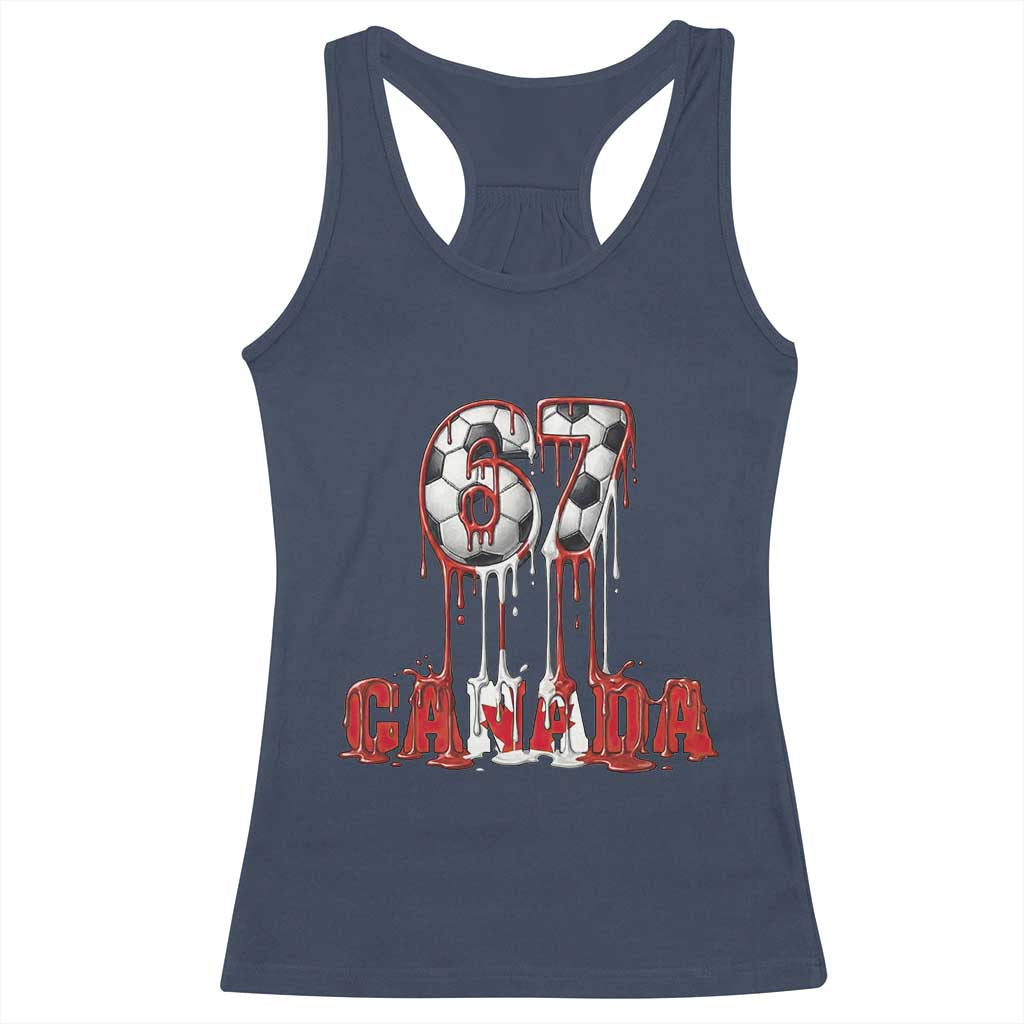 Funny Canada Soccer 67 Meme Racerback Tank Top Canadian Soccer Lovers TS12 Navy Print Your Wear
