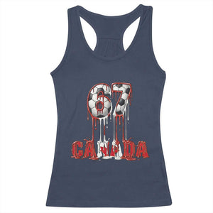 Funny Canada Soccer 67 Meme Racerback Tank Top Canadian Soccer Lovers TS12 Navy Print Your Wear