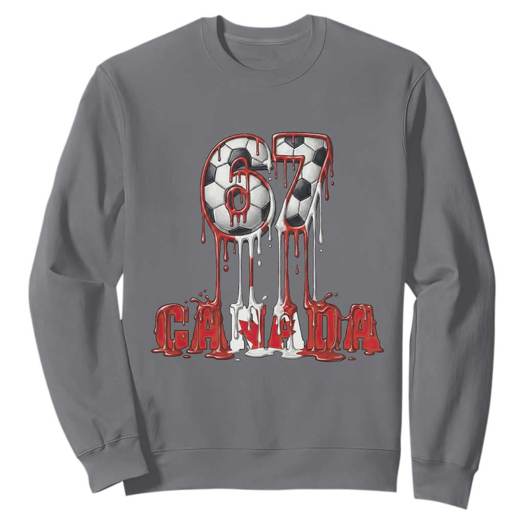 Funny Canada Soccer 67 Meme Sweatshirt Canadian Soccer Lovers TS12 Charcoal Print Your Wear