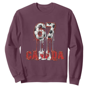 Funny Canada Soccer 67 Meme Sweatshirt Canadian Soccer Lovers TS12 Maroon Print Your Wear
