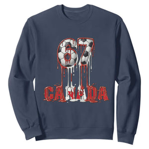 Funny Canada Soccer 67 Meme Sweatshirt Canadian Soccer Lovers TS12 Navy Print Your Wear