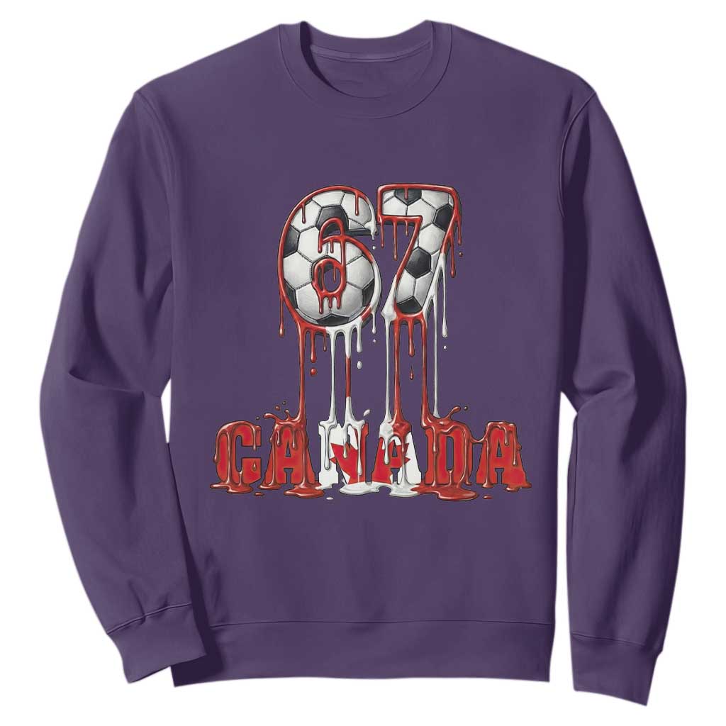 Funny Canada Soccer 67 Meme Sweatshirt Canadian Soccer Lovers TS12 Purple Print Your Wear