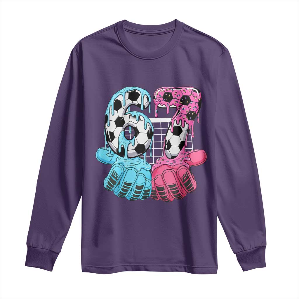 Drip Soccer Six Seven Meme Long Sleeve Shirt Funny Gen Alpha Slang TS12 Purple Print Your Wear