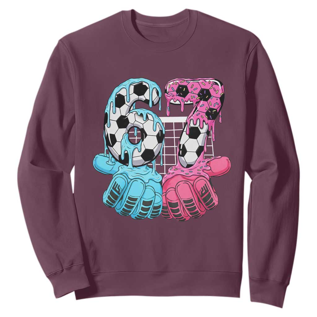 Drip Soccer Six Seven Meme Sweatshirt Funny Gen Alpha Slang TS12 Maroon Print Your Wear