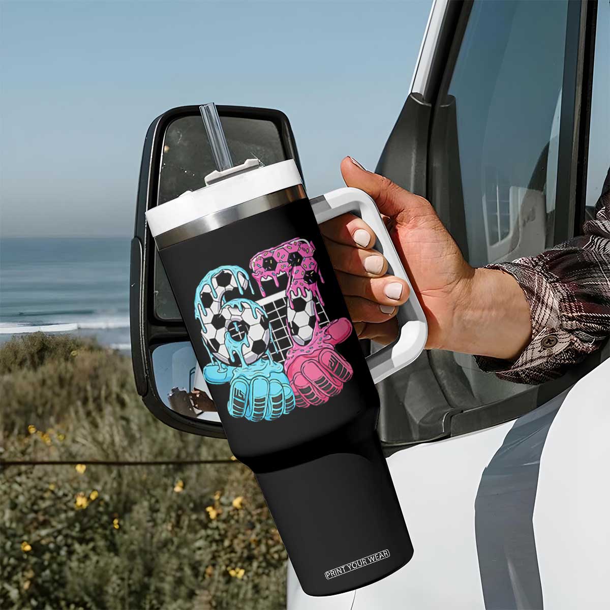 Drip Soccer Six Seven Meme Tumbler With Handle Funny Gen Alpha Slang TS12 Print Your Wear
