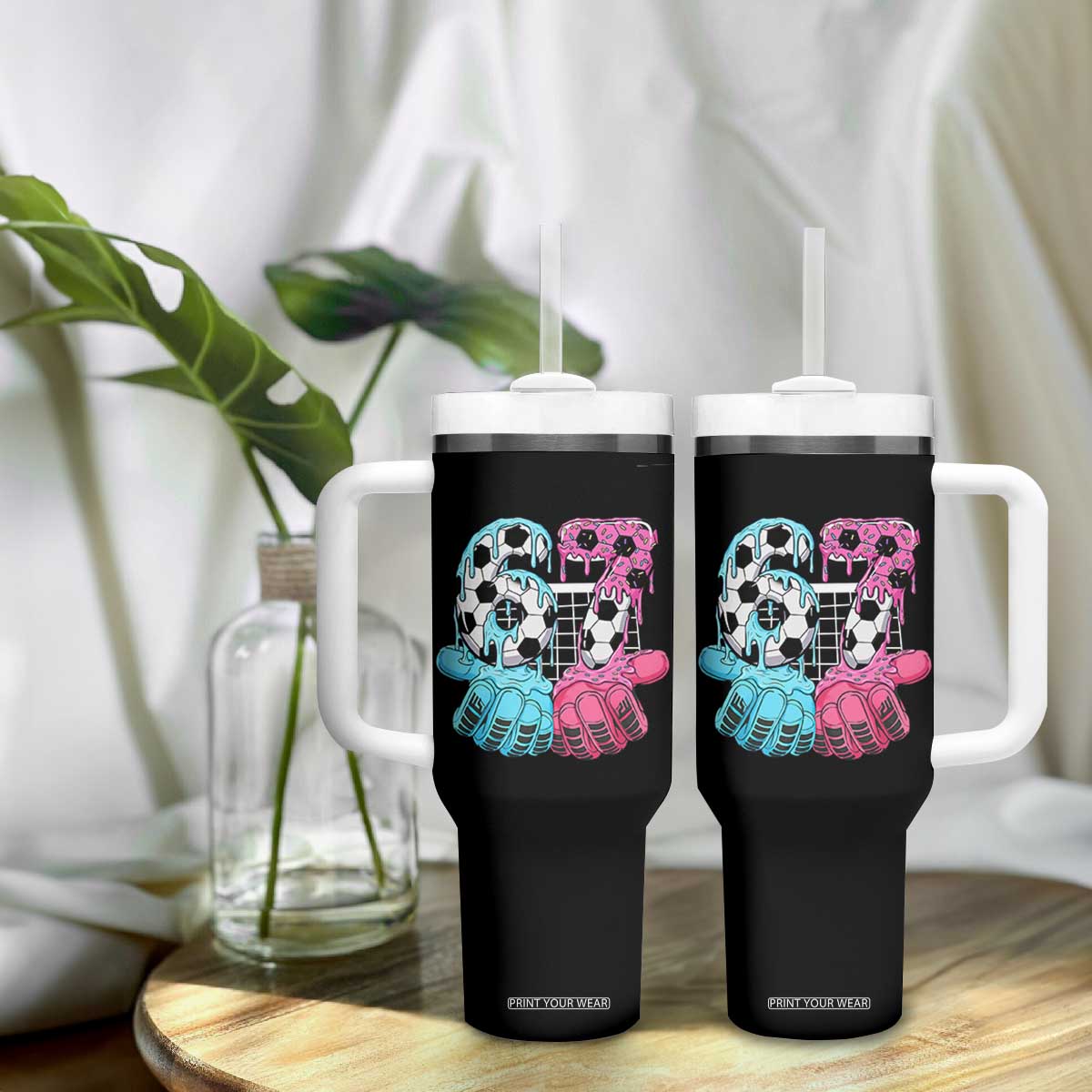 Drip Soccer Six Seven Meme Tumbler With Handle Funny Gen Alpha Slang TS12 Print Your Wear