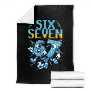 Funny Six Seven Pixel Playing Soccer Throw Blanket Gen Z Alpha Gift TS12 Black Print Your Wear