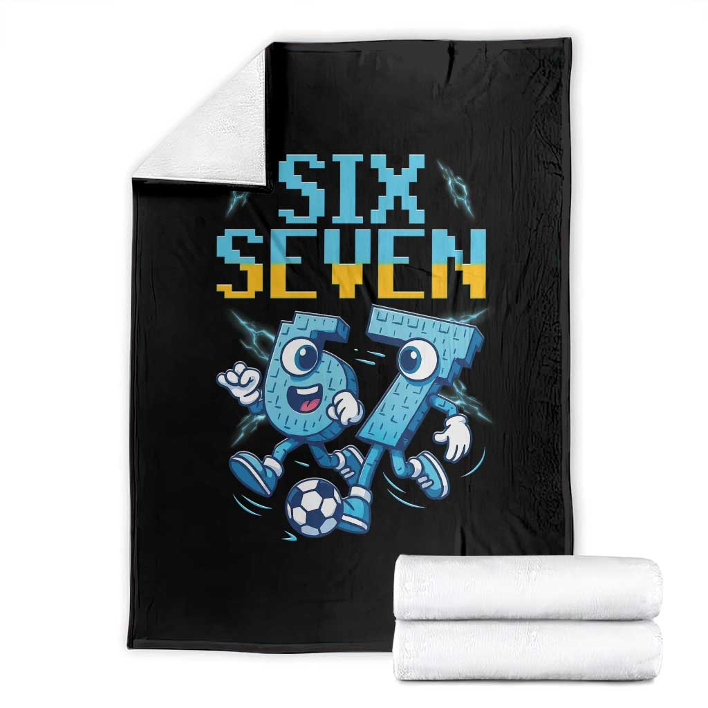 Funny Six Seven Pixel Playing Soccer Throw Blanket Gen Z Alpha Gift TS12 Black Print Your Wear