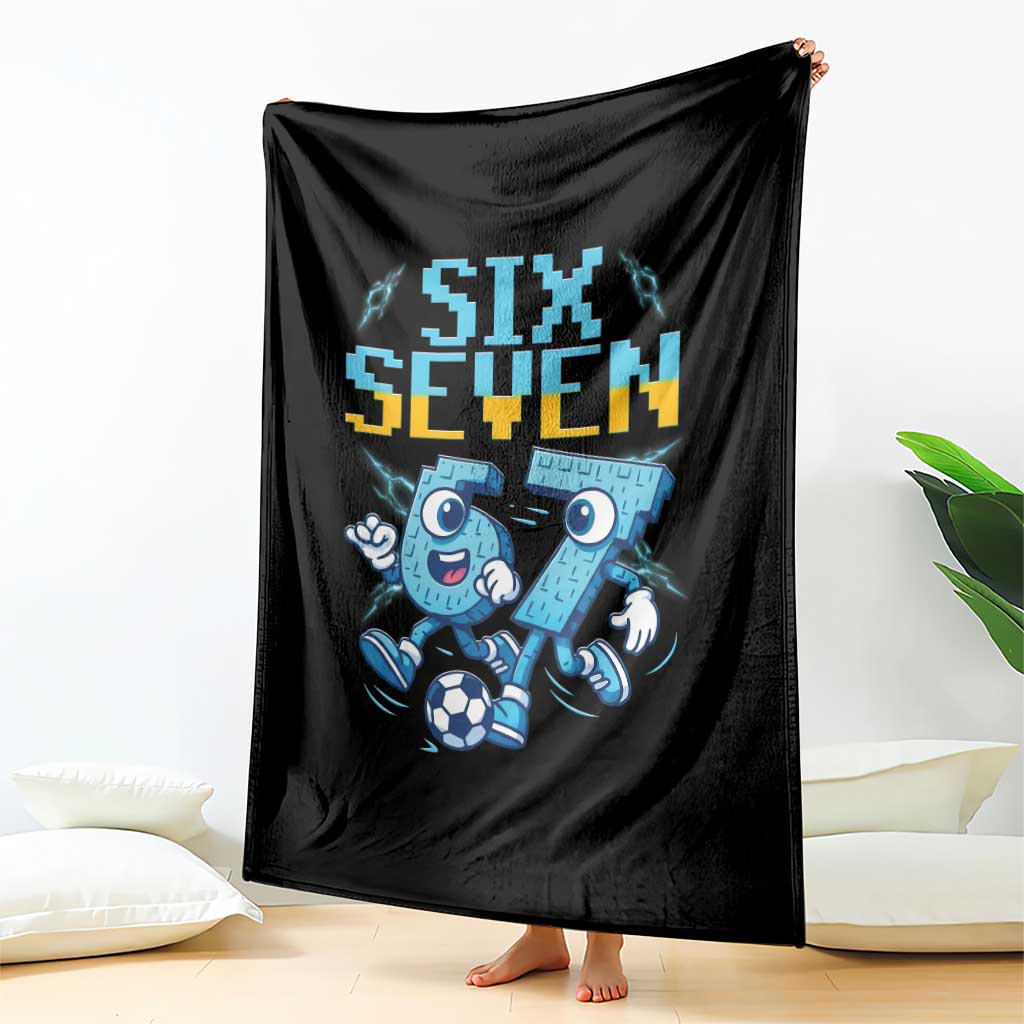 Funny Six Seven Pixel Playing Soccer Throw Blanket Gen Z Alpha Gift TS12 Print Your Wear