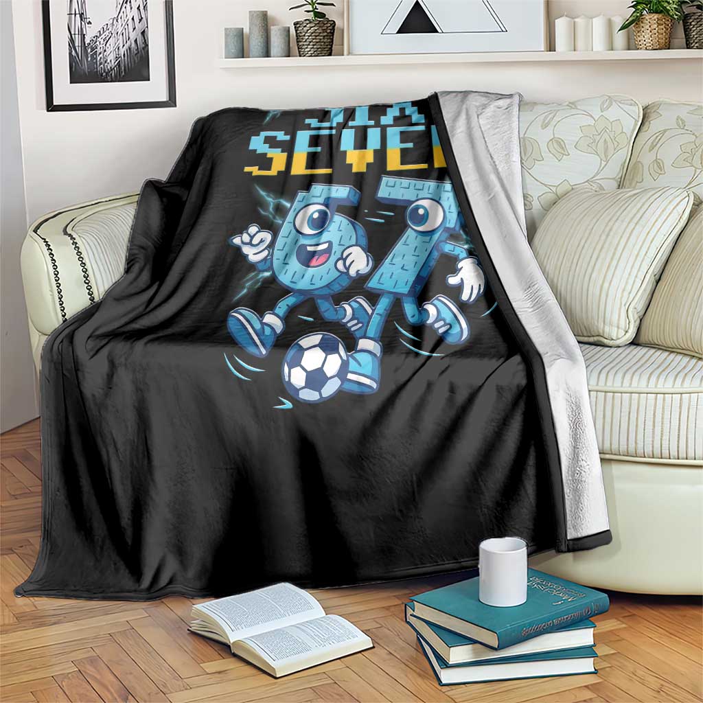 Funny Six Seven Pixel Playing Soccer Throw Blanket Gen Z Alpha Gift TS12 Print Your Wear