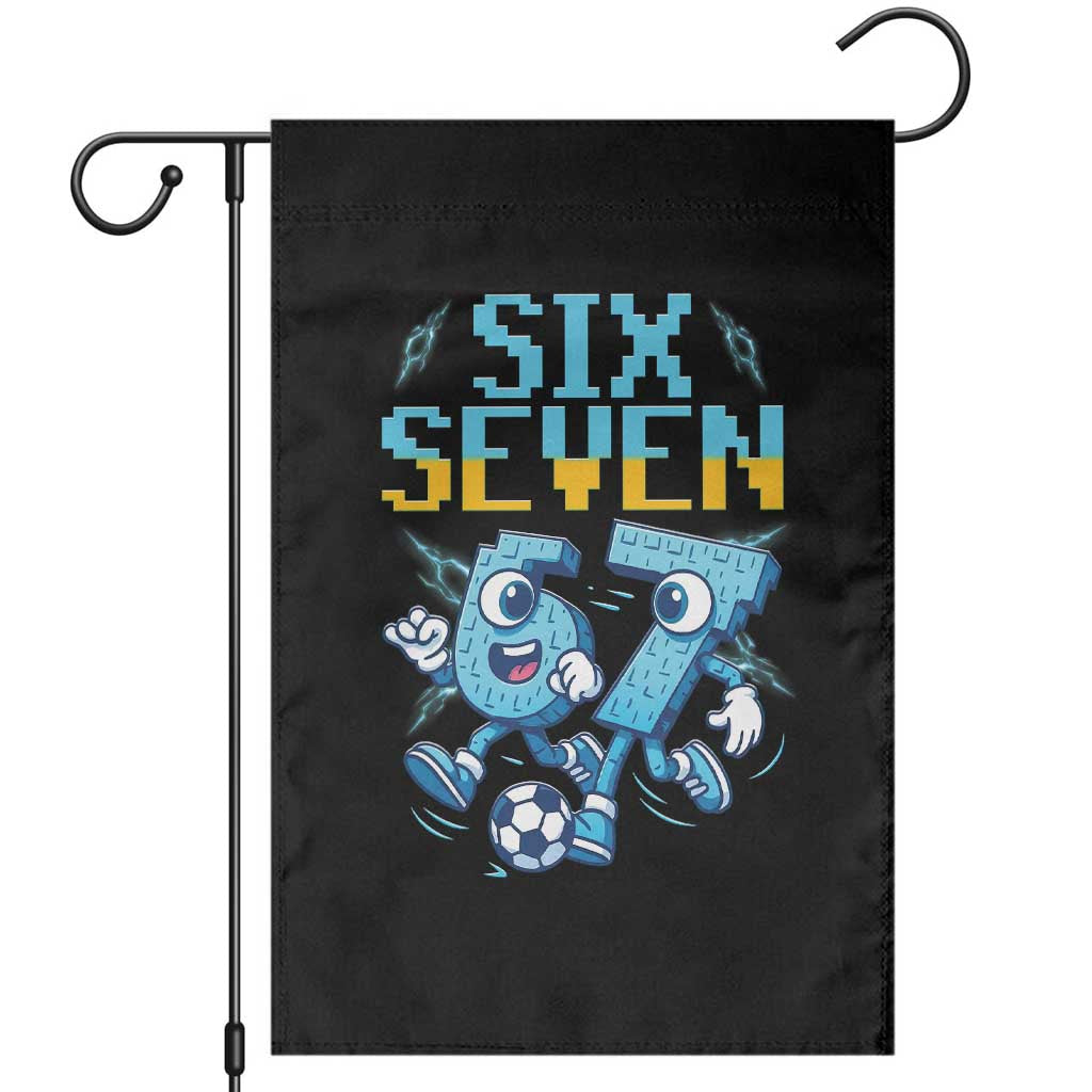 Funny Six Seven Pixel Playing Soccer Garden Flag Gen Z Alpha Gift TS12 Black Print Your Wear