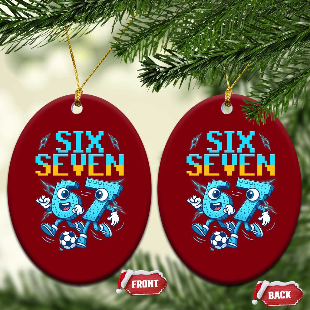 Funny Six Seven Pixel Playing Soccer Ceramic Ornament Gen Z Alpha Gift TS12 Print Your Wear