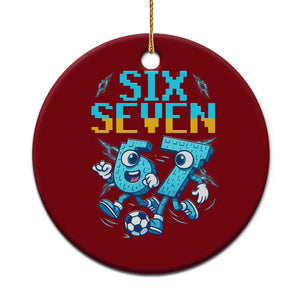 Funny Six Seven Pixel Playing Soccer Ceramic Ornament Gen Z Alpha Gift TS12 1pc Red Print Your Wear