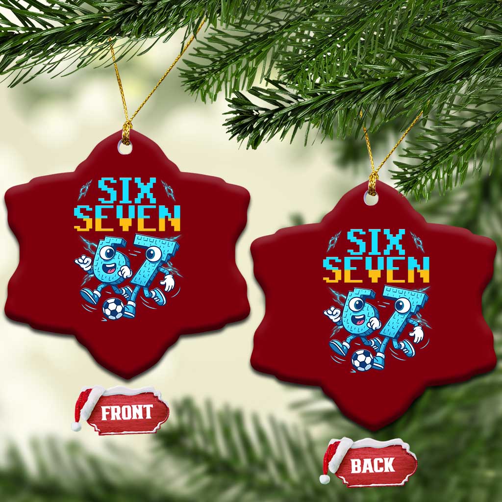 Funny Six Seven Pixel Playing Soccer Ceramic Ornament Gen Z Alpha Gift TS12 Print Your Wear