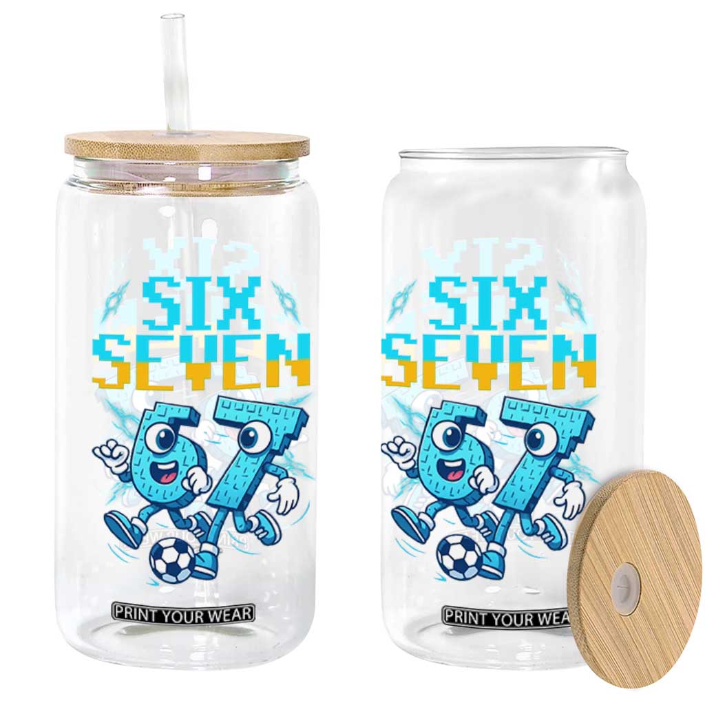 Funny Six Seven Pixel Playing Soccer Glass Can Gen Z Alpha Gift TS12 Print Your Wear