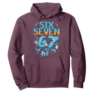 Funny Six Seven Pixel Playing Soccer Hoodie Gen Z Alpha Gift TS12 Maroon Print Your Wear