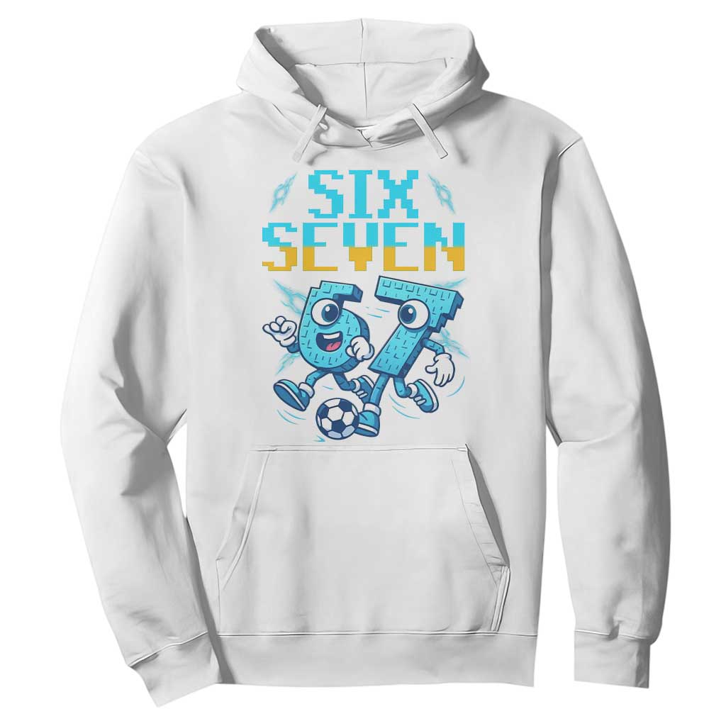 Funny Six Seven Pixel Playing Soccer Hoodie Gen Z Alpha Gift TS12 White Print Your Wear