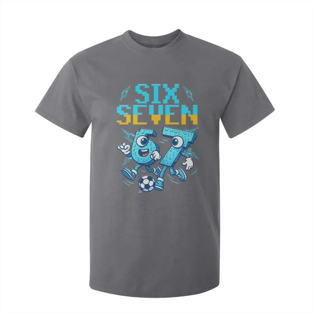 Funny Six Seven Pixel Playing Soccer T Shirt For Kid Gen Z Alpha Gift TS12 Charcoal Print Your Wear