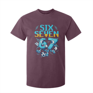 Funny Six Seven Pixel Playing Soccer T Shirt For Kid Gen Z Alpha Gift TS12 Maroon Print Your Wear