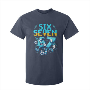 Funny Six Seven Pixel Playing Soccer T Shirt For Kid Gen Z Alpha Gift TS12 Navy Print Your Wear