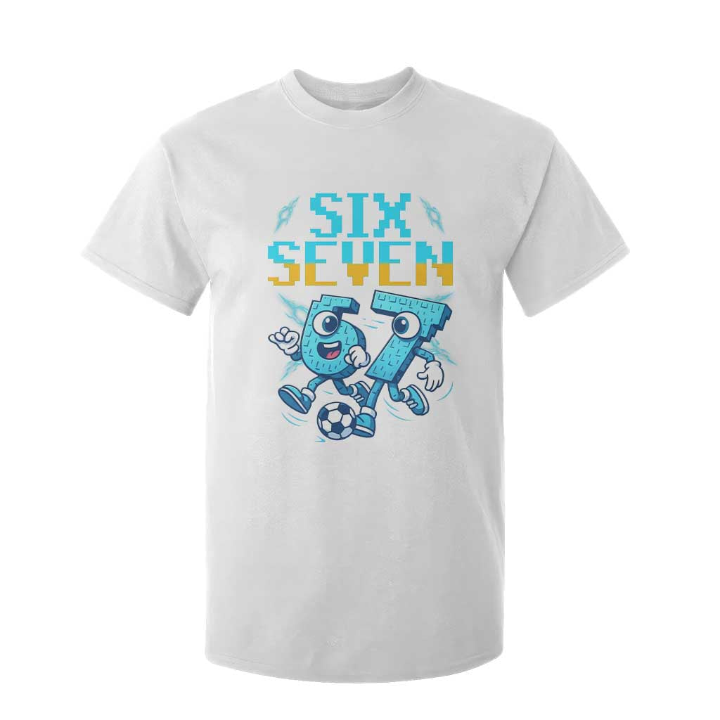 Funny Six Seven Pixel Playing Soccer T Shirt For Kid Gen Z Alpha Gift TS12 White Print Your Wear
