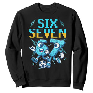 Funny Six Seven Pixel Playing Soccer Sweatshirt Gen Z Alpha Gift TS12 Black Print Your Wear