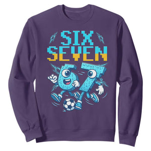 Funny Six Seven Pixel Playing Soccer Sweatshirt Gen Z Alpha Gift TS12 Purple Print Your Wear