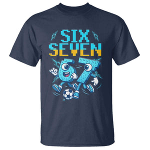 Funny Six Seven Pixel Playing Soccer T Shirt Gen Z Alpha Gift TS12 Navy Print Your Wear