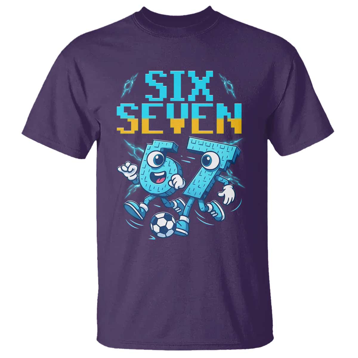 Funny Six Seven Pixel Playing Soccer T Shirt Gen Z Alpha Gift TS12 Purple Print Your Wear