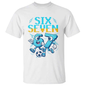 Funny Six Seven Pixel Playing Soccer T Shirt Gen Z Alpha Gift TS12 White Print Your Wear