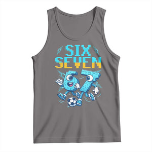 Funny Six Seven Pixel Playing Soccer Tank Top Gen Z Alpha Gift TS12 Deep Heather Print Your Wear