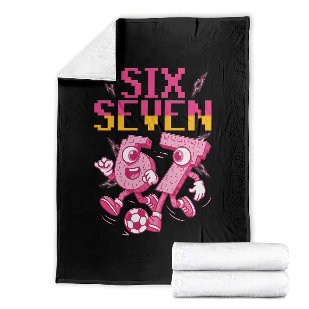 Funny Gen Z Alpha Gift Throw Blanket Six Seven Meme Soccer Lover TS12 Black Print Your Wear
