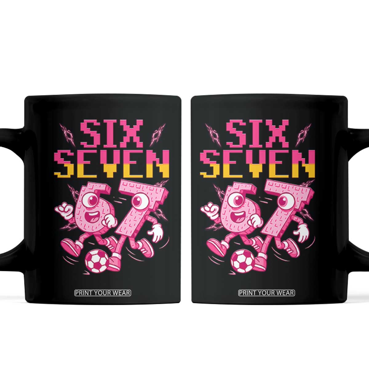 Funny Gen Z Alpha Gift Coffee Mug Six Seven Meme Soccer Lover TS12 Black Print Your Wear