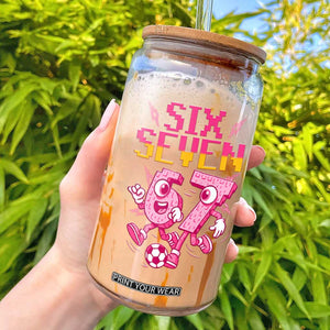 Funny Gen Z Alpha Gift Glass Can Six Seven Meme Soccer Lover TS12 Black Print Your Wear