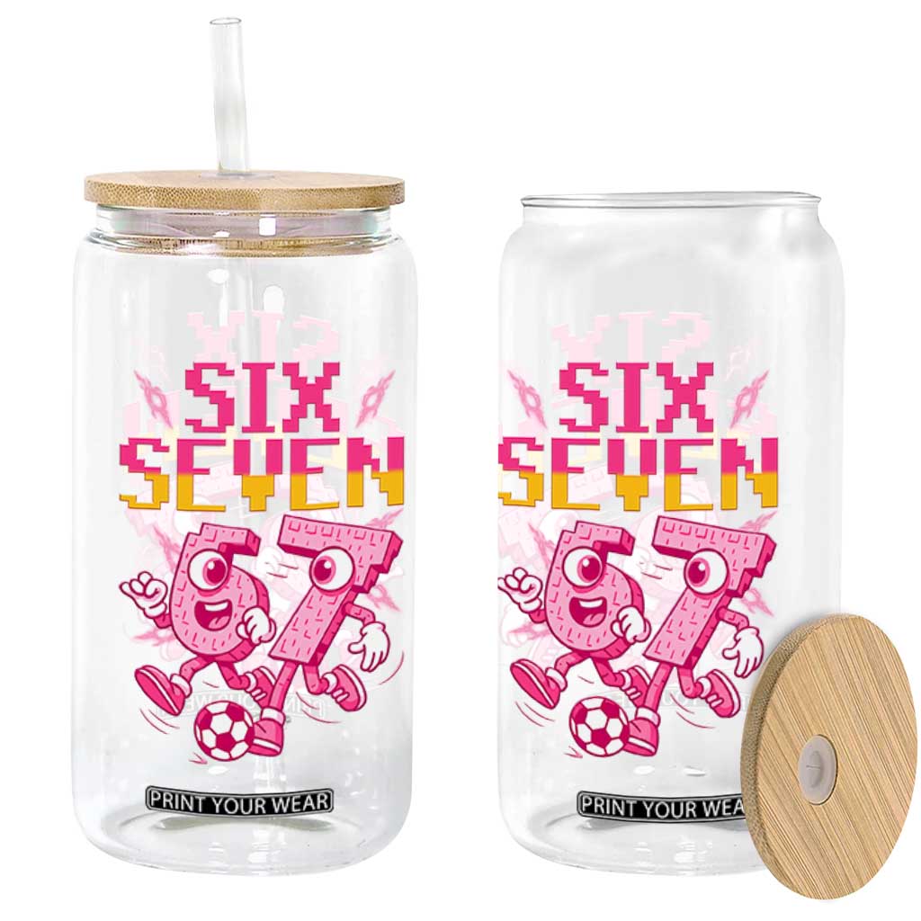 Funny Gen Z Alpha Gift Glass Can Six Seven Meme Soccer Lover TS12 Print Your Wear