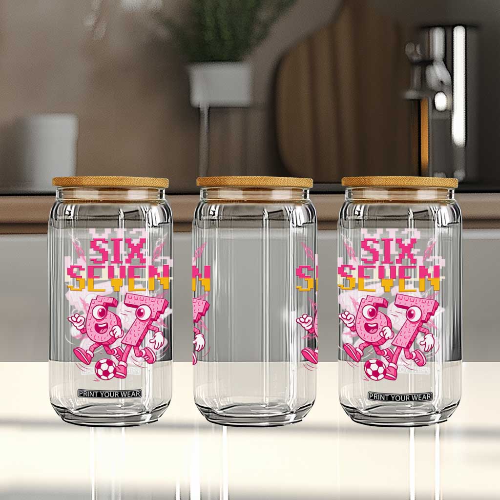 Funny Gen Z Alpha Gift Glass Can Six Seven Meme Soccer Lover TS12 Print Your Wear