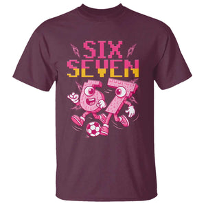 Funny Gen Z Alpha Gift T Shirt Six Seven Meme Soccer Lover TS12 Maroon Print Your Wear
