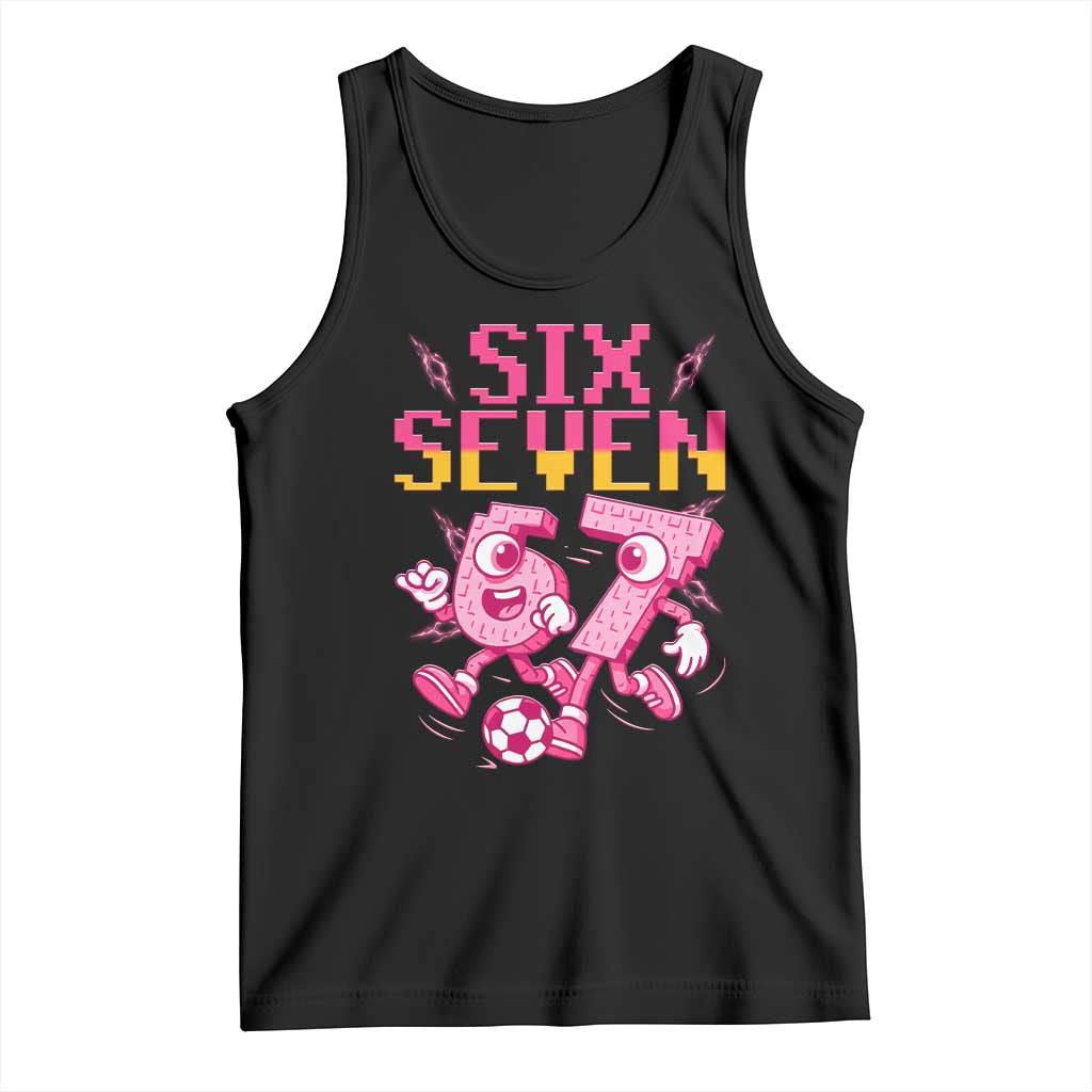 Funny Gen Z Alpha Gift Tank Top Six Seven Meme Soccer Lover TS12 Black Print Your Wear