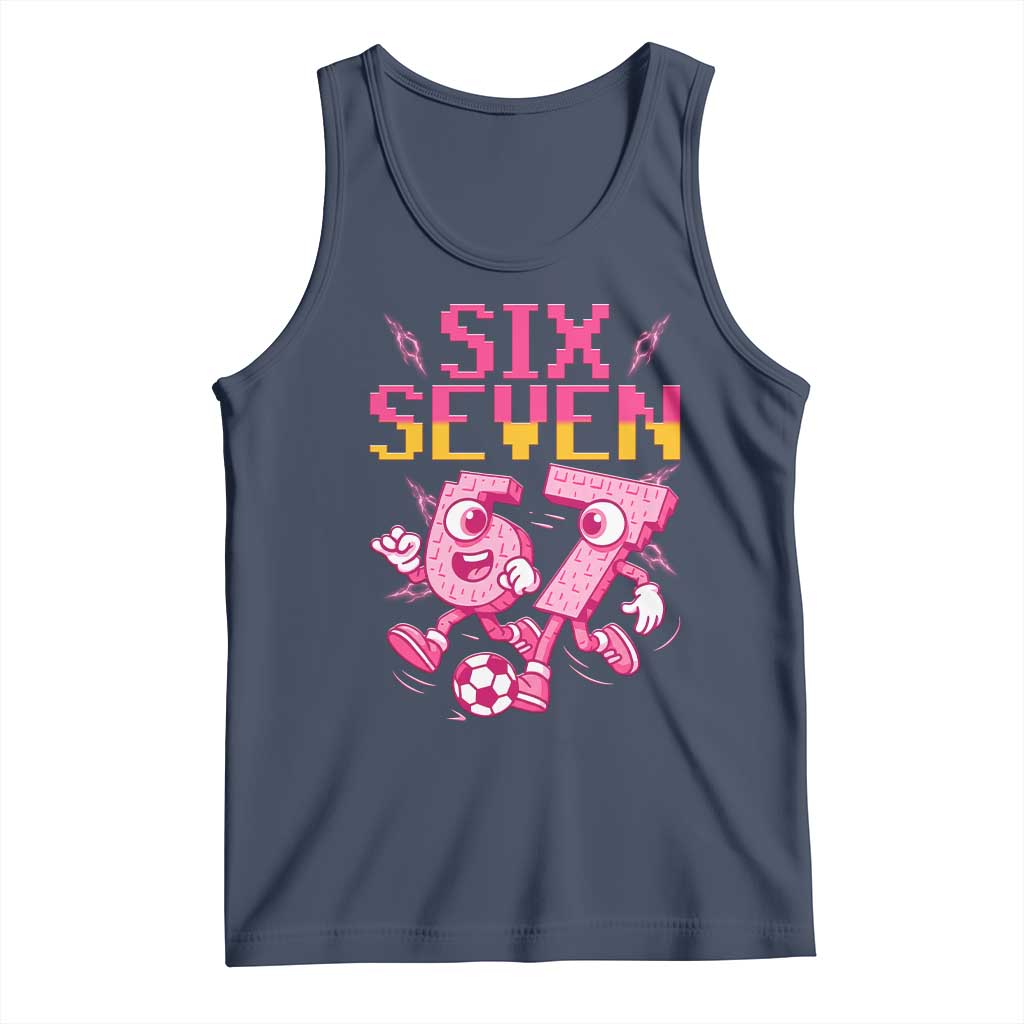 Funny Gen Z Alpha Gift Tank Top Six Seven Meme Soccer Lover TS12 Navy Print Your Wear