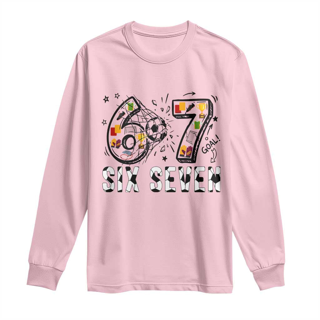Six Seven Meme Soccer Lover Long Sleeve Shirt Funny Gift For Gen Z TS12 Light Pink Print Your Wear