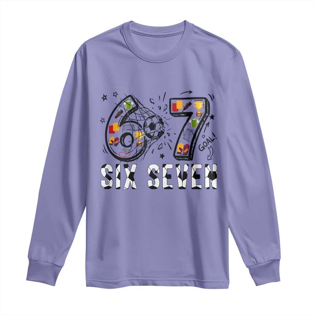 Six Seven Meme Soccer Lover Long Sleeve Shirt Funny Gift For Gen Z TS12 Violet Print Your Wear