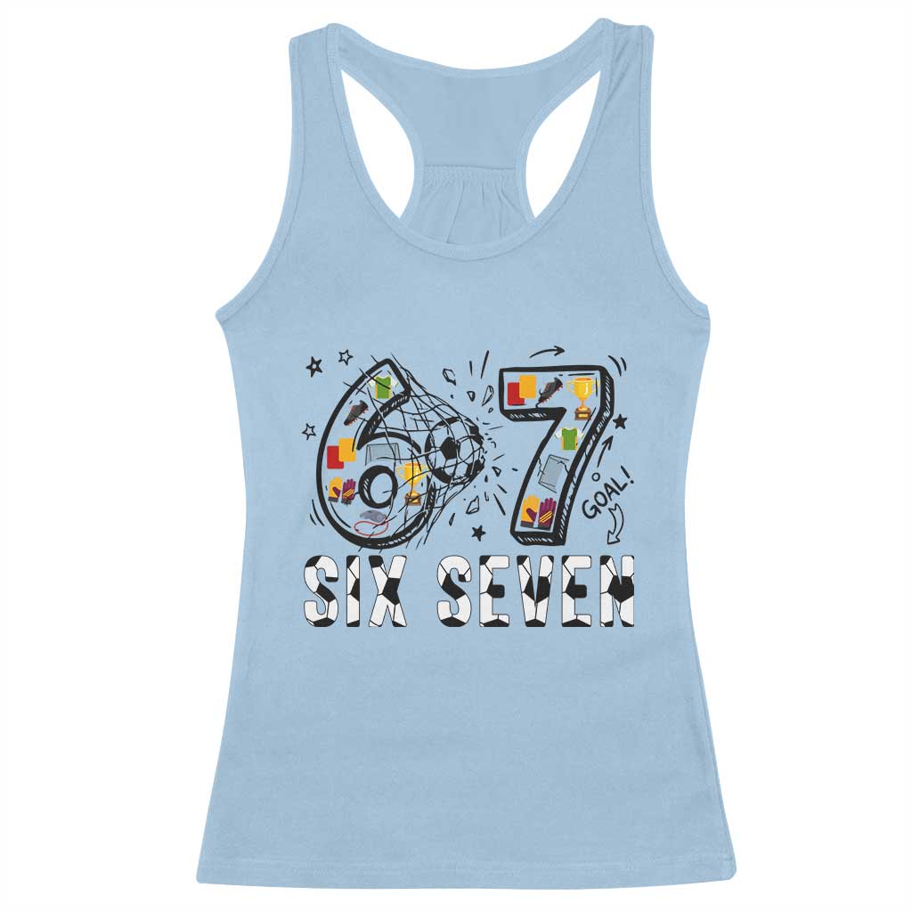 Six Seven Meme Soccer Lover Racerback Tank Top Funny Gift For Gen Z TS12 Light Blue Print Your Wear