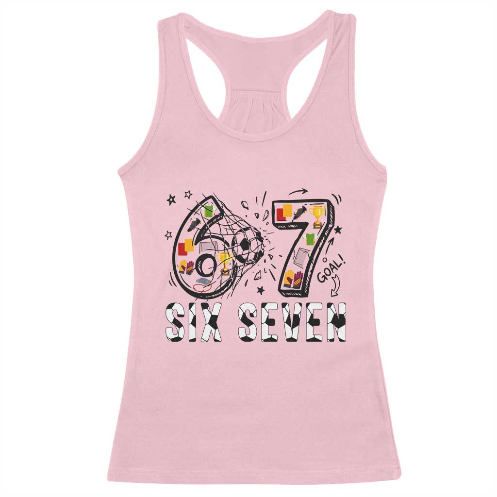 Six Seven Meme Soccer Lover Racerback Tank Top Funny Gift For Gen Z TS12 Light Pink Print Your Wear