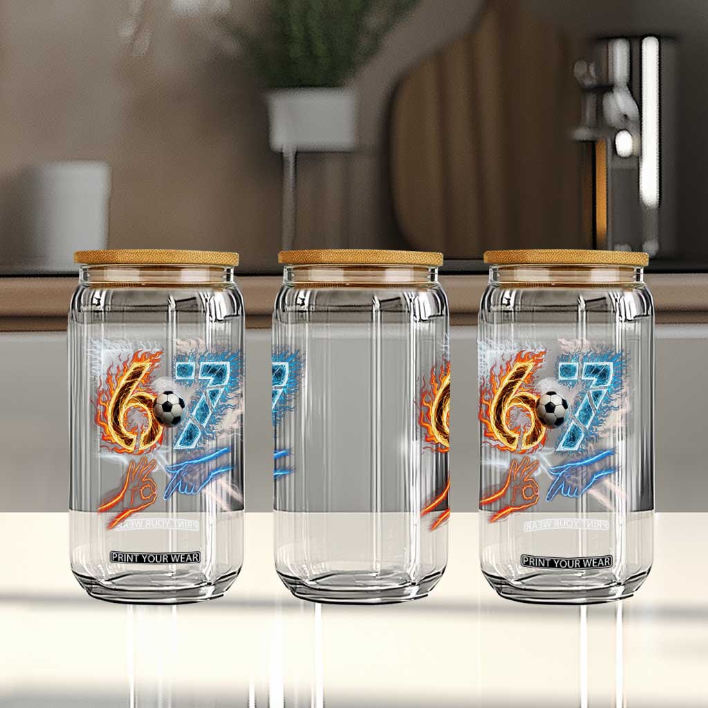 Funny Soccer Lover Glass Can Six Seven Meme Trending Gift TS12 Print Your Wear