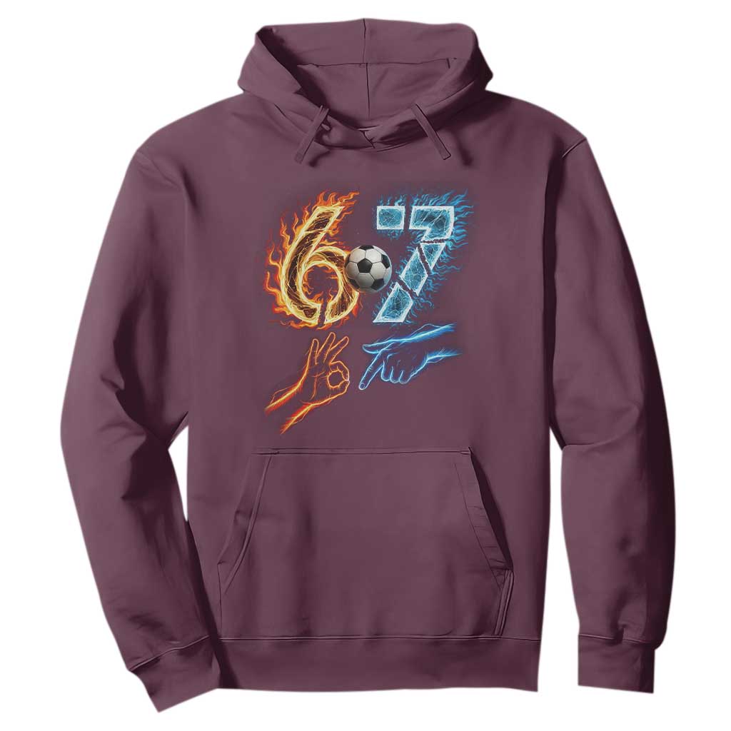 Funny Soccer Lover Hoodie Six Seven Meme Trending Gift TS12 Maroon Print Your Wear