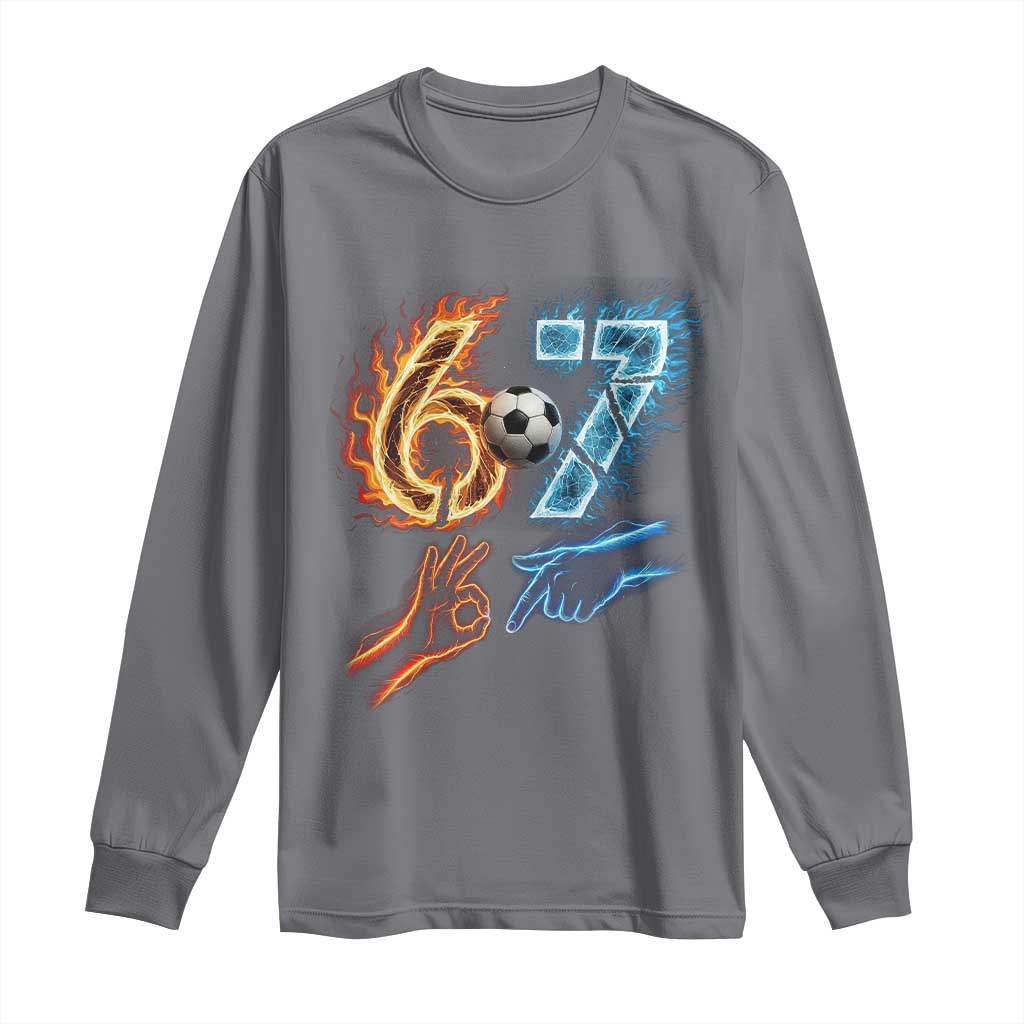 Funny Soccer Lover Long Sleeve Shirt Six Seven Meme Trending Gift TS12 Charcoal Print Your Wear