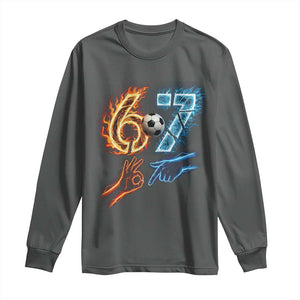 Funny Soccer Lover Long Sleeve Shirt Six Seven Meme Trending Gift TS12 Dark Heather Print Your Wear